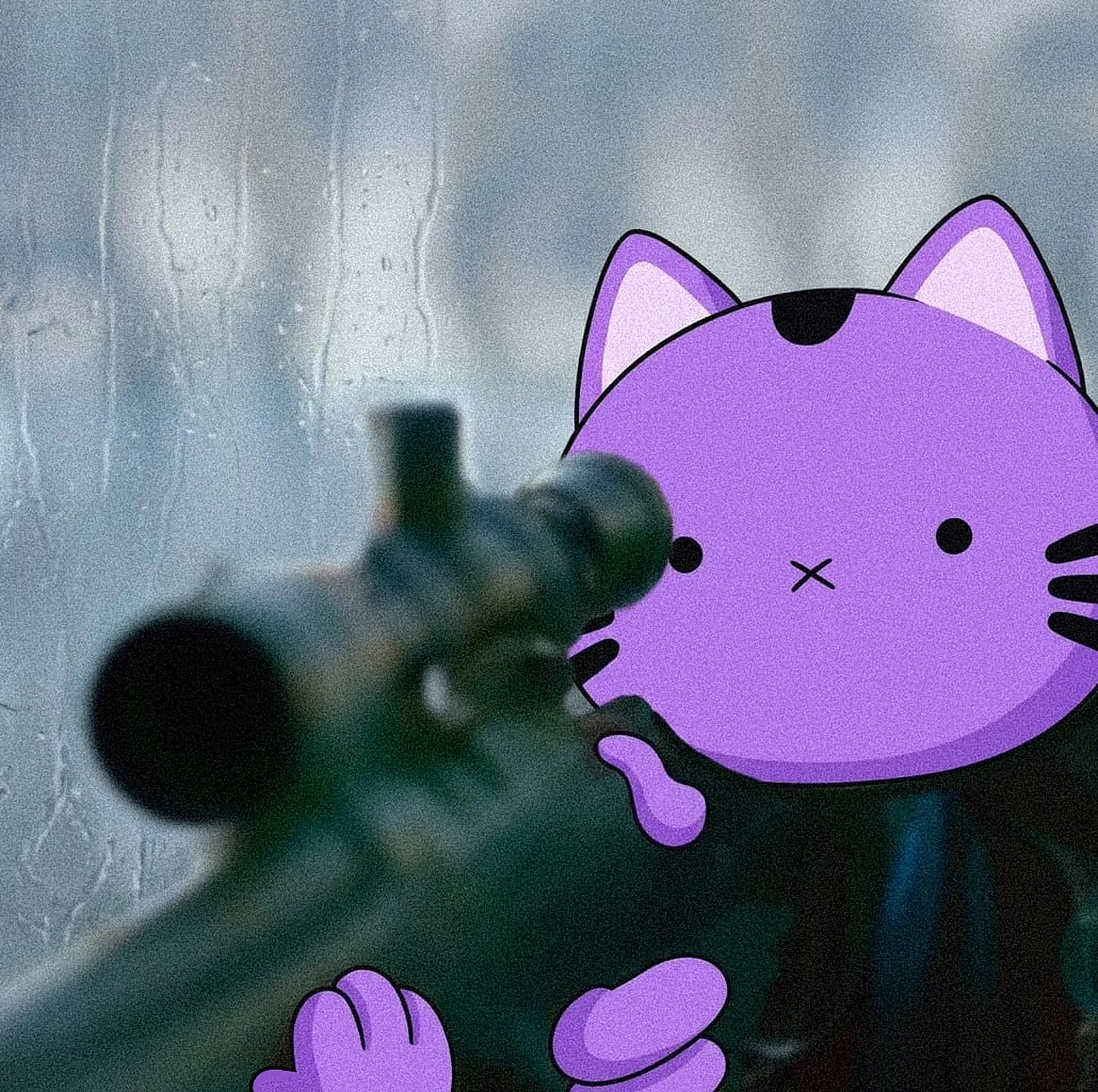 MOCA peeking past a rifle scope through a rainy window